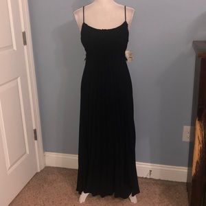 Flora black pleated lace maxi nightgown lingerie